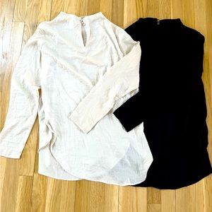 Two H&M lightweight, silky, mock neck long sleeve shirts. Size 8, 10